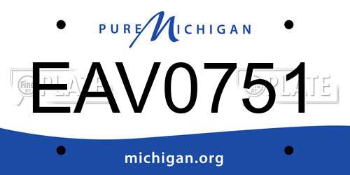 EAV0751 Michigan License Plate