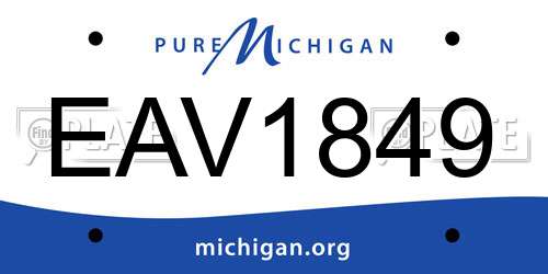 EAV1849 Michigan License Plate
