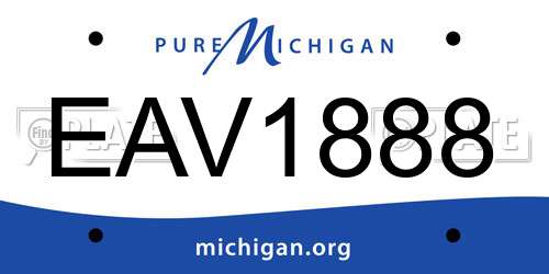 EAV1888 Michigan License Plate