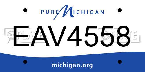 EAV4558 Michigan License Plate