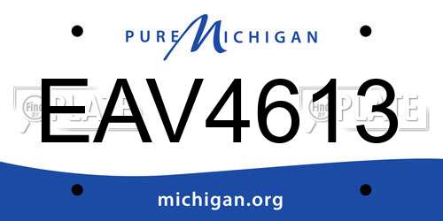 EAV4613 Michigan License Plate