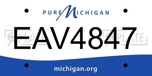EAV4847 Michigan License Plate