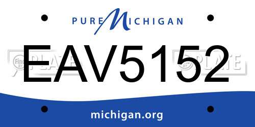EAV5152 Michigan License Plate