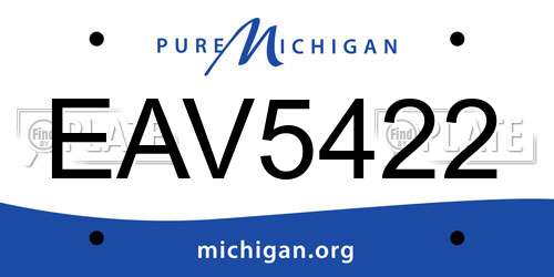 EAV5422 Michigan License Plate