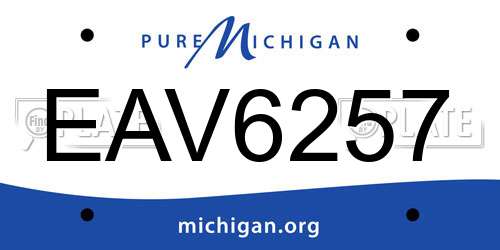 EAV6257 Michigan License Plate