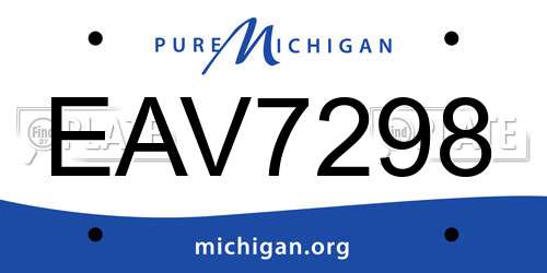 EAV7298 Michigan License Plate
