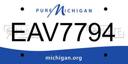 EAV7794 Michigan License Plate