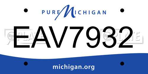 EAV7932 Michigan License Plate