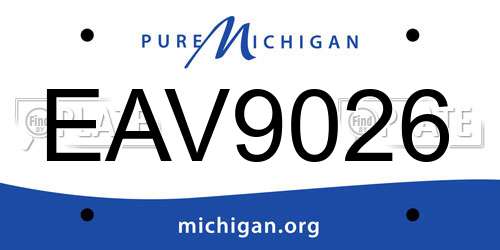 EAV9026 Michigan License Plate