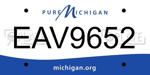 EAV9652 Michigan License Plate