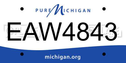 EAW4843 Michigan License Plate