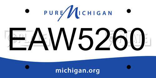 EAW5260 Michigan License Plate