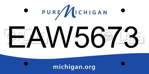 EAW5673 Michigan License Plate