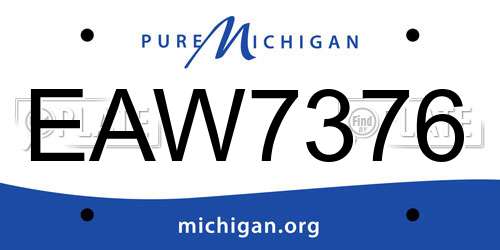 EAW7376 Michigan License Plate