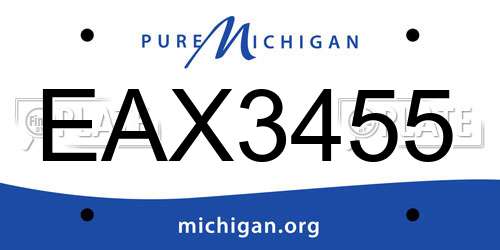 EAX3455 Michigan License Plate
