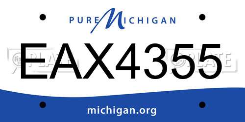 EAX4355 Michigan License Plate