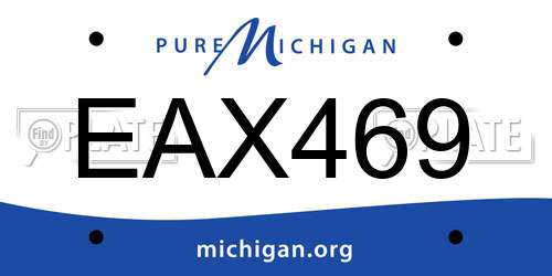 EAX469 Michigan License Plate