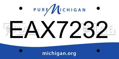 EAX7232 Michigan License Plate