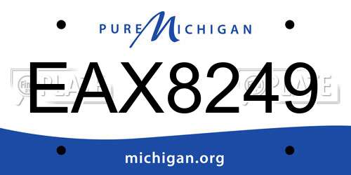 EAX8249 Michigan License Plate