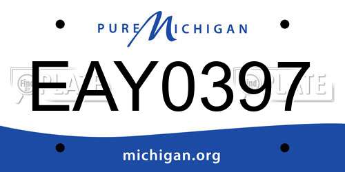 EAY0397 Michigan License Plate