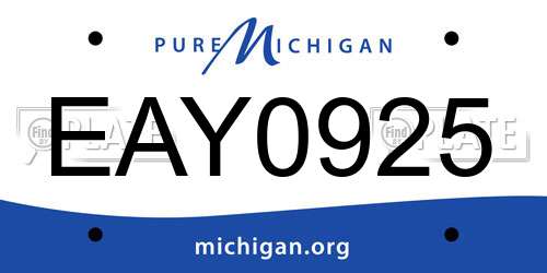 EAY0925 Michigan License Plate