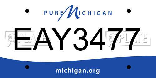EAY3477 Michigan License Plate