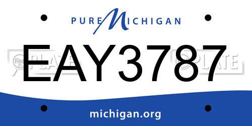 EAY3787 Michigan License Plate