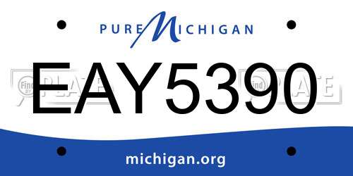 EAY5390 Michigan License Plate