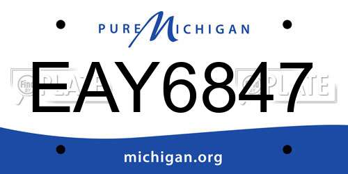 EAY6847 Michigan License Plate