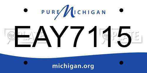 EAY7115 Michigan License Plate