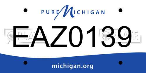 EAZ0139 Michigan License Plate