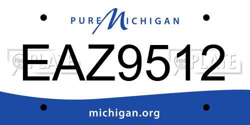 EAZ9512 Michigan License Plate