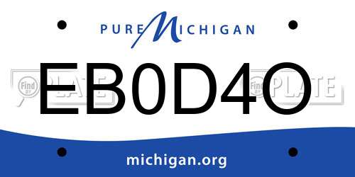 EB0D4O Michigan License Plate