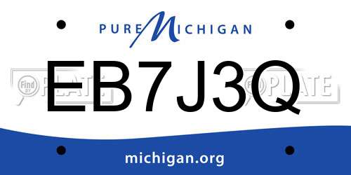 EB7J3Q Michigan License Plate