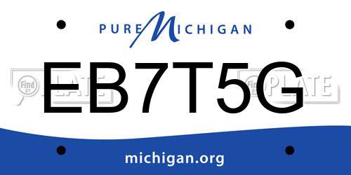 EB7T5G Michigan License Plate