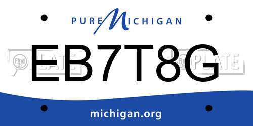 EB7T8G Michigan License Plate