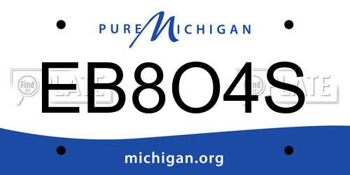 EB8O4S Michigan License Plate