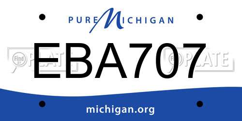 EBA707 Michigan License Plate