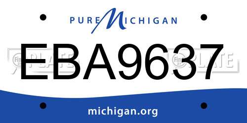EBA9637 Michigan License Plate