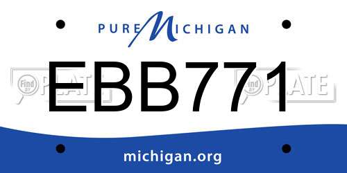 EBB771 Michigan License Plate
