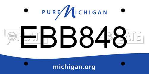 EBB848 Michigan License Plate