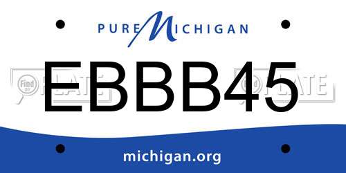 EBBB45 Michigan License Plate