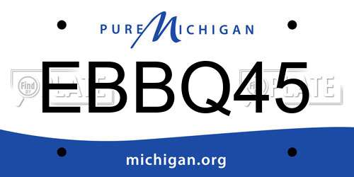 EBBQ45 Michigan License Plate