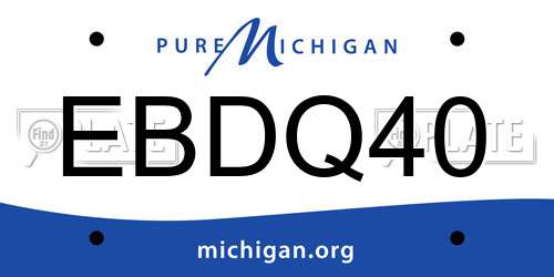 EBDQ40 Michigan License Plate