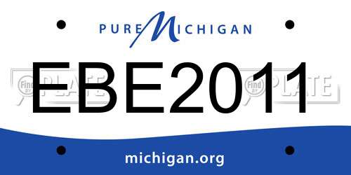 EBE2011 Michigan License Plate