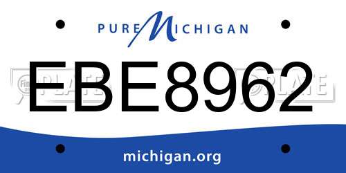 EBE8962 Michigan License Plate