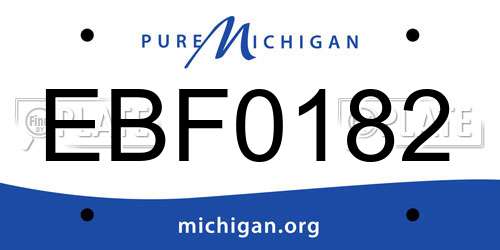 EBF0182 Michigan License Plate