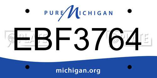 EBF3764 Michigan License Plate