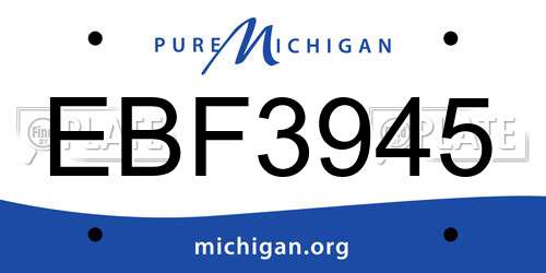 EBF3945 Michigan License Plate