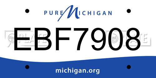 EBF7908 Michigan License Plate